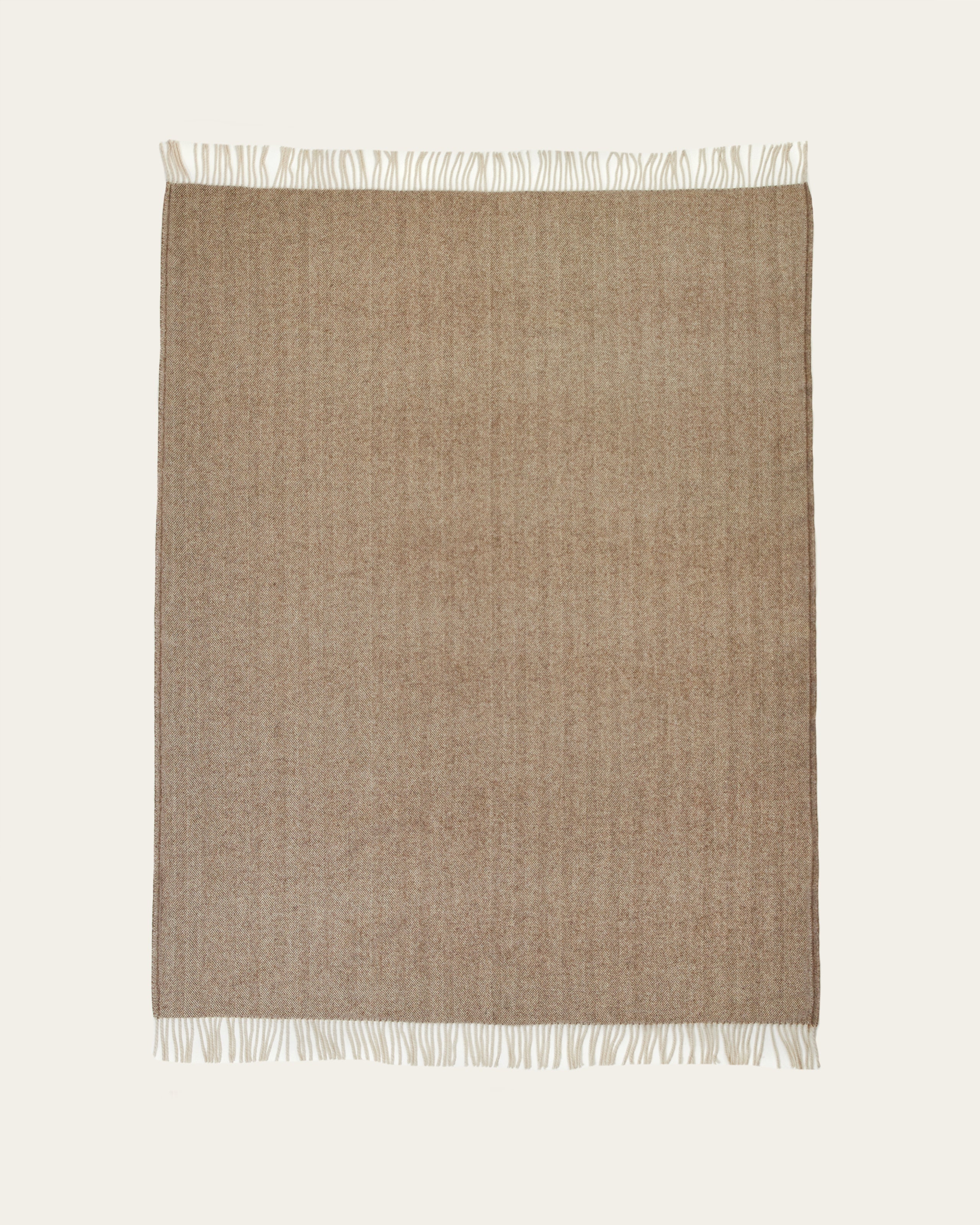 Wool blanket Manteigas - Herringbone - Marone Beige